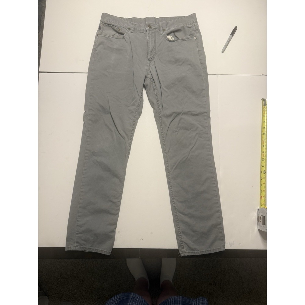 Polo Ralph Lauren Pants Men 32x30 Gray 5 Pocket Chino Twill Casual Leather Patch